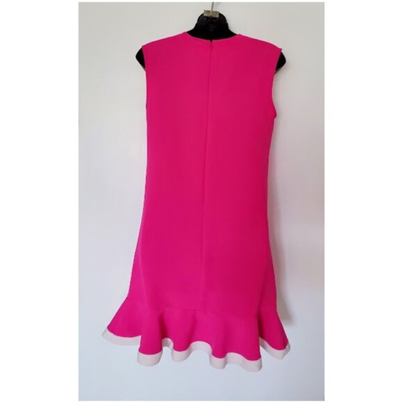 Victoria Beckham Pink Fuchsia Sleeveless Flounce Hem Sheath Dress - Size XS - Picture 3 of 7
